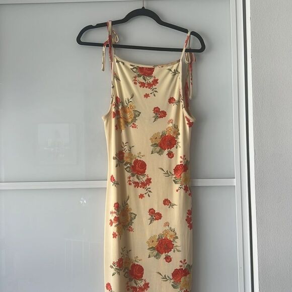 Danielle Bernstein Floral Print Sleeveless Midi Dress Color: Yellow Red … - Picture 5 of 7